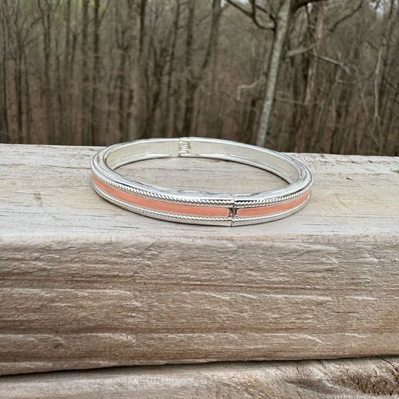 The Loft Bracelet, Simply Silver Tone and Pink, 7”, C Clasp Open & Close - Picture 2 of 5